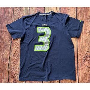 #3 Russell Wilson Nike Seattle Seahawks‎ Name & Number Large T-Shirt Size L